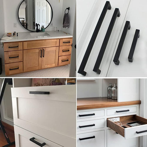 Cabinet Pulls Matte Black Cabinet Handles Square Drawer Pulls, 5 Pack 3-3/4 Inch Stainless Steel Kitchen Door Cupboard Cabinet Handles, Drawer Har...