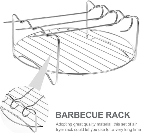 DOITOOL 2pcs Round Air Fryer Rack 7in Dual- layer Dehydrator Rack with Skewer Stainless Steel Steamer Tray Baking and Cooling Steaming Rack Basket...