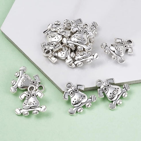 MegaPet 20pcs Antique Silver Dog Pendants Charms Doggy Animal Pet Collar Charms DIY Accessories for Bracelets Necklace Earring Jewelry Gifts for A...