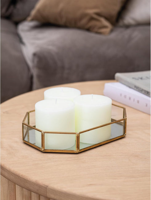 CANDWAX 3x3 Pillar Candles Set of 3 - Rustic Unscented No Drip Ivory Candles for Home Decor, Weddings, Centerpieces...