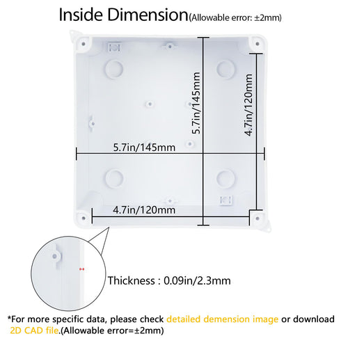 LeMotech Junction Box with Reserved Holes ABS Plastic Electrical Box IP65 Waterproof Dustproof Project Enclosure for Electronics White 5.9X 5.9X 3...