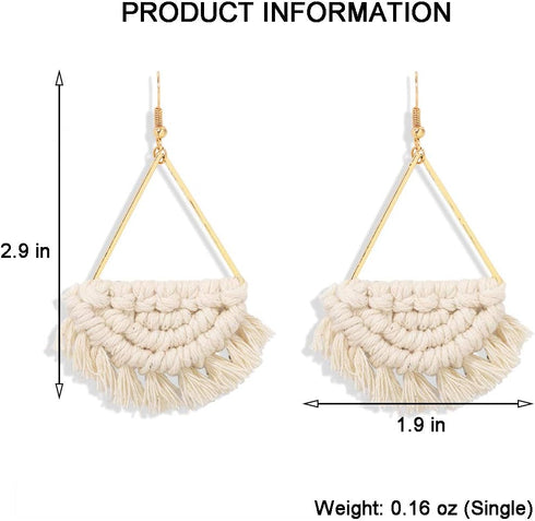 Bohemian Handmade Fringe Tassel Dangle Drop Statement Earrings for Women...