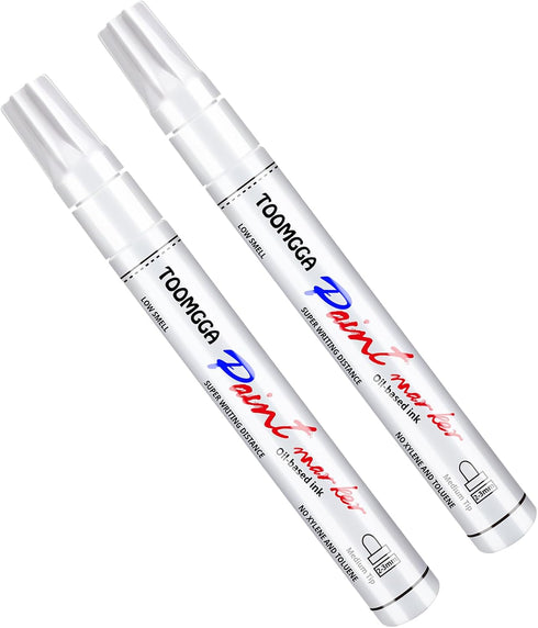 White Paint Pens Permanent Paint Markers - 2 Pack Oil Based Marking Pens, Medium Point, Quick Drying and Waterproof Paint Pens for Rock Painting C...