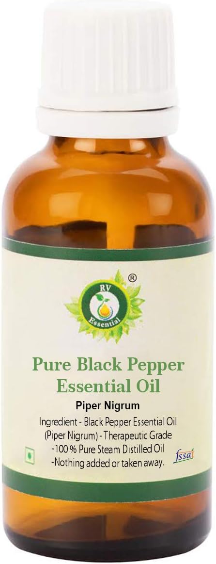Black Pepper Essential Oil | Piper Nigrum | Black Pepper Oil | for Hair | for Massage | for Skin | 100% Pure Natural | Steam Distilled | Therapeut...