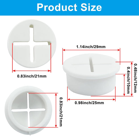 12Pcs 1 Inch Rubber Desk Grommet, Flexible Wire Cord Grommets, Silicone Cable Hole Cover for Office Desk Table Furniture Wall Organizer (White)...