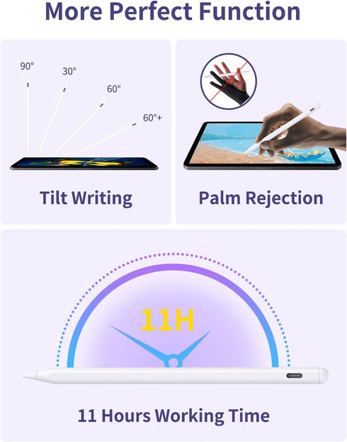 Stylus Pen for iPad, Same as Apple Pencil 1st / 2nd Generation, iPad Pencil Stylus Pens for Touch Screens, Compatible with iPad Pro 11 in 1/2/3, i...