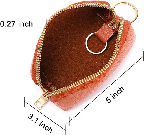 Earphone Case Airpods 1st 2nd Generation Cover Earbuds Cable Organizer Key Lipstick Pocket Money Charger Gadget Storage Small Bag Orange PU with Z...