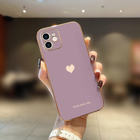 Teageo Compatible with iPhone 11 Case for Women Girl Cute Love-Heart Luxury Bling Plating Soft Back Cover Raised Full Camera Protection Bumper Sil...
