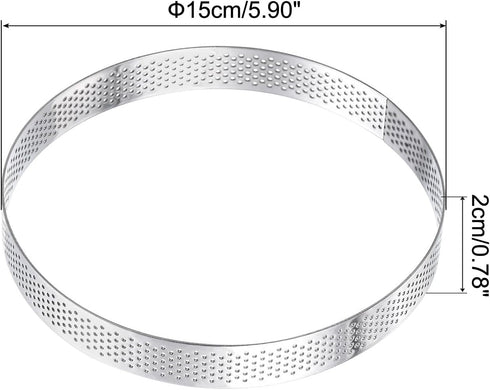 uxcell 2pcs Stainless Steel Cake Rings for Baking, Perforated Cake Mousse Ring Kitchen Baking Heat-Resistant 5.9" Diameter, 0.8" Height,for Cake D...