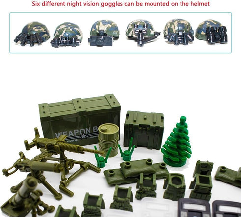 200+ Pcs Military Weapon Pack Accessories Kits Toys, Swat Team Building Block Toys, Military Soldier Style Weapon Sets, Army Equipment Gear Sets, ...