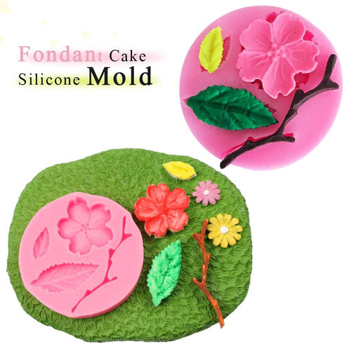 Rolin Roly Fondant Flower Mold Peach Leaves Molds 3D Silicone Mould Mini Cake Moulds for Cakes Decoration Accessories Candy Gumdrop DIY Making Cra...