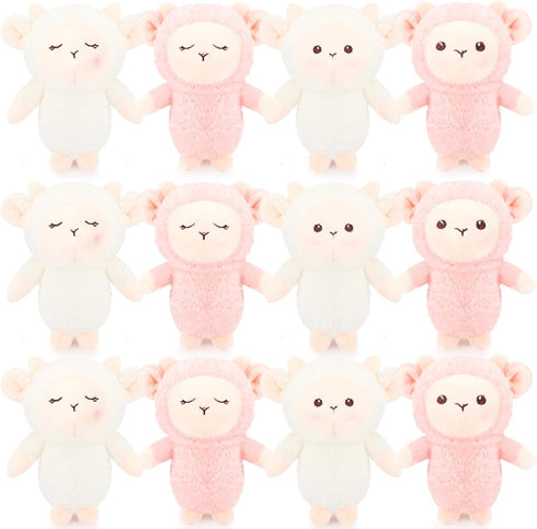 12 Pcs Cute Lamb Plush Bulk 4.7 Inch Mini Sheep Stuffed Animal Keychain Soft Adorable Stuffed Lamb Doll Back to School Gift for Birthday Baby Show...