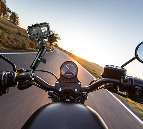 360°Motorcycle Camera Mount for GoPro Bike Holder Handlebar Mount Bracket 1/4 Metal Stand GoPro Hero10/9/8/7/6/5/4/3+ Action Cameras Accessory (Fi...