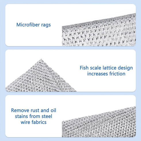 15 Pcs Multipurpose Wire Dishwashing Rags for Wet and Dry, 2024 New Non Scratch Wire Dishcloth, Microfiber Dish Rags Scrubbing Pads, Reusable Meta...