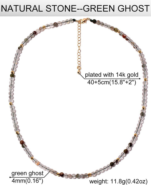 Green Phantom Ghost Quartz Choker Necklace for Women Spiritual Protection Balance Healing Crystals and Gemstones Necklaces Wealth Jewelry Gifts 4m...