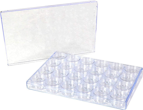 Everything Mary Large Plastic Bead Storage Organizer Box, 24 Jars - Container for Beads & Supplies - Organizers for Craft, Art, & Painting - Plast...