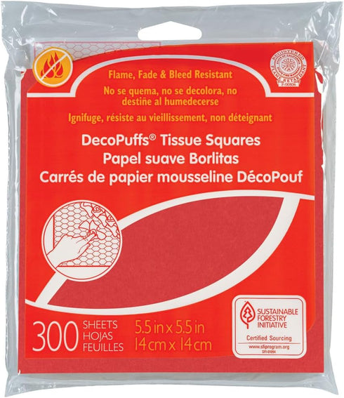 DecoPuffs Tissue Paper Squares, Scarlet, 5-1/2" x 5-1/2", 300 Count...