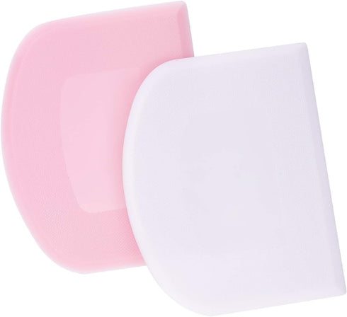 LUTER 2 Pieces 12 x 9.5 cm Pastry Horn – Plastic Dough Scraper for Kitchen, Pastry, Pancakes (Pink, White)...