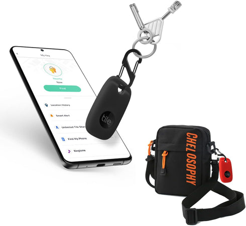 Geiomoo Silicone Case for Tile Pro 2022 Tracker, Soft Flexible Scratch Resistant Cover with Carabiner (2 Pack Red+Black)...