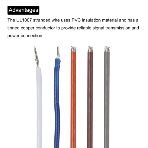 MECCANIXITY 24AWG Wire 24 Gauge Electrical Wire, 100m(328ft Total) PVC 1007 Stranded Wire Hookup Wire Tinned Copper Wire for DIY Wiring...