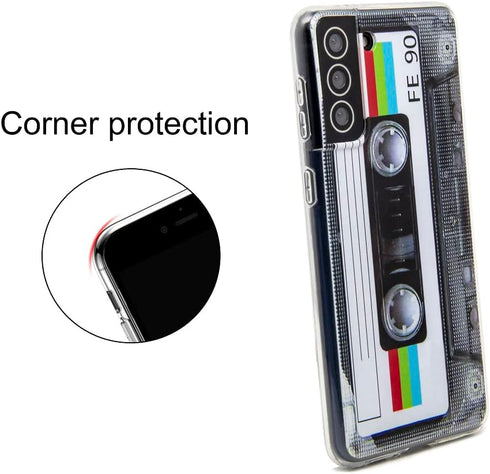 FAteam Case for Galaxy S21 Plus 5G Shockproof Scratchproof with TPU Soft Bumper Retro Cassette Tape Case Compatible with Samsung Galaxy S21+ 5G...