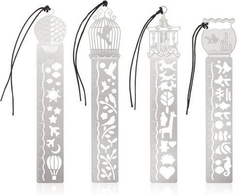 4 Pieces Metal Stencil Bookmark for Bullet Journal Stencils 5.5 x 1 Inch Stencil Template for DIY, Engraving, Painting, bullet journals supplies...
