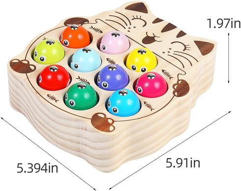Toddler Montessori Toy Wooden Fishing Game for Kids 1 2 3 Year Old, Preschool Educational Hand Eye Coordination Skill Activity Learning Toy for To...