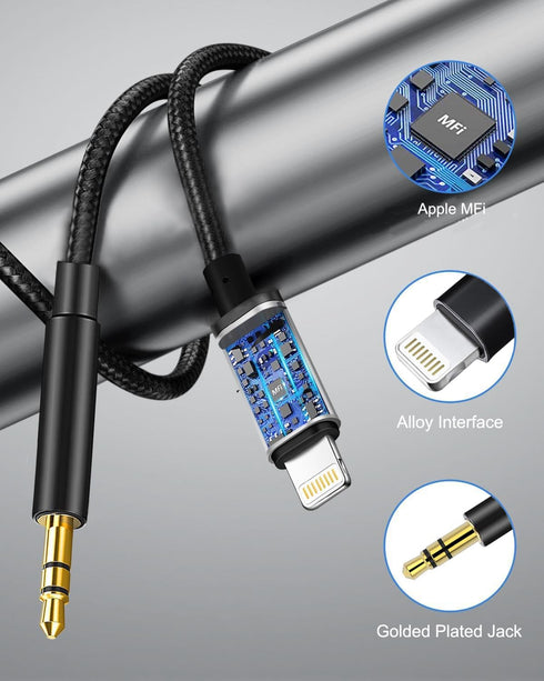 Aux Cord for iPhone, Lightning to 3.5 mm AUX Cable for Car Stereo, Speaker, Headphone, Auxiliary Audio Jack Cable Compatible with iPhone 14 13 12 ...