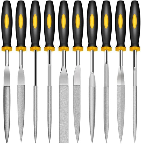 10 Pieces Mini Handheld Diamond Needle File Various Shape Raft Needle Rasper Metal Cutting Tool Glass Agate Jewelry Buffing Set(4X160mm)...