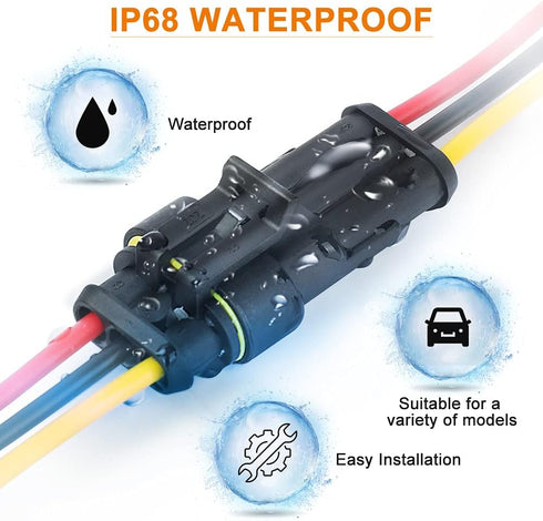 NAOEVO 3 Pin Connector Waterproof, 16 AWG 3 Wire Connectors, Automotive Electrical Connectors Male and Female Way With Heat Shrink Tubing for Car ...