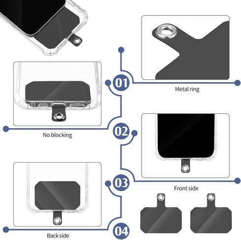 24 Pcs Phone Lanyard Tab Universal Phone Tether Patches TPU Replacement Patches Compatible Phone Case Lanyard Cell Phones Case Safety Lanyard Non ...