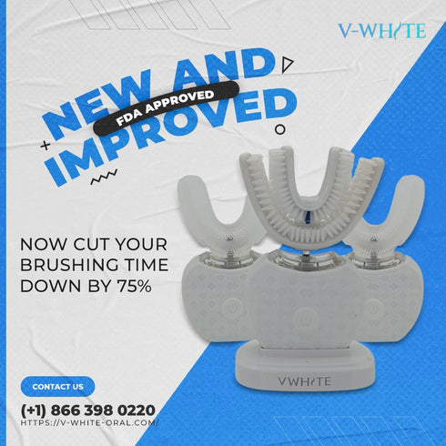V-White V-Shaped Replacement Head for Ultrasonic Toothbrush, 75% Faster, Effective Whole Mouth Deep Clean & Massage, Compatible with All Kind of V...