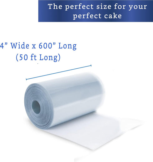 Cake Collar Acetate Roll 4 x 600 in (50ft) - Cake Collar 4 in - Acetate Cake Collars - Acetate Sheets for Baking - Cake Ring Sleeves - Cake Wrappi...
