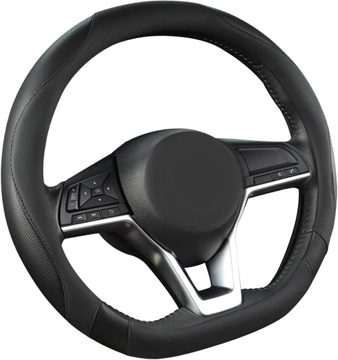 West Llama Flat Bottom Car Steering Wheel Cover for Nissan,D Shaped Steering Wheel Cover for Rogue,Altima,Kicks (Black-Standard Size)...