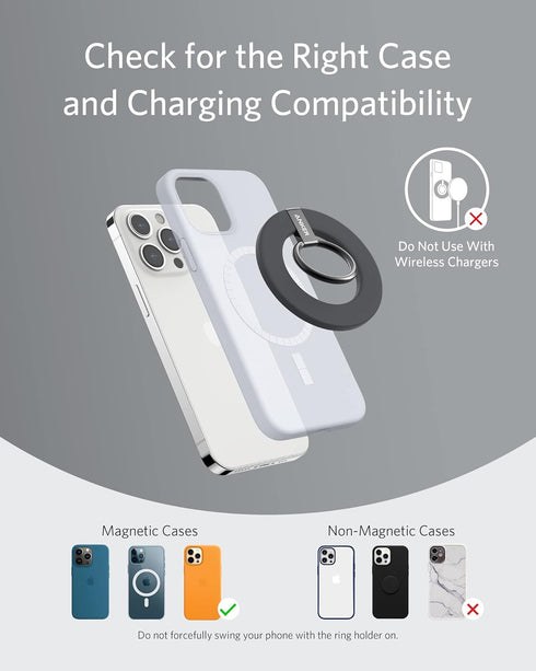 Anker Magnetic Phone Grip (MagGo), 610 Phone Ring Holder, Adjustable Kickstand, Only for iPhone 14/14 Pro/14 Pro Max/14 Plus/13/13 Pro/13 Mini/13 ...