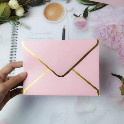46 Pack 5x7 Envelopes with Gold Border for Invitation,A7 Luxury Envelopes for Invitation,Postcard Envelopes,Photo Envelopes,Ideal for Wedding,Grad...