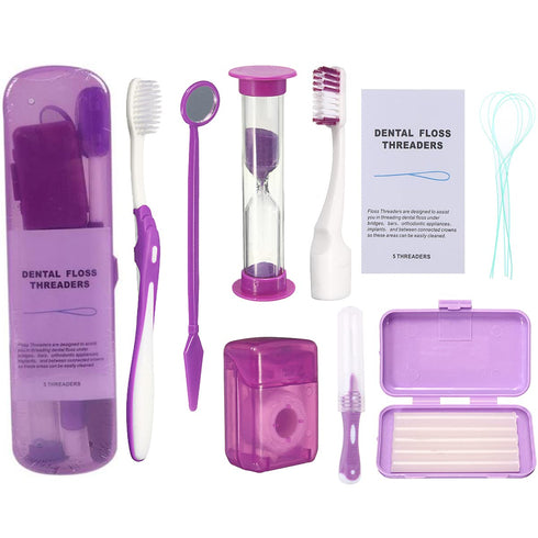 Braces Cleaning Kit for Teeth, Portable Orthodontic Toothbrush Kit Oral Care Dental Travel Kit - Interdental Brush Dental Wax Dental Floss Toothbr...
