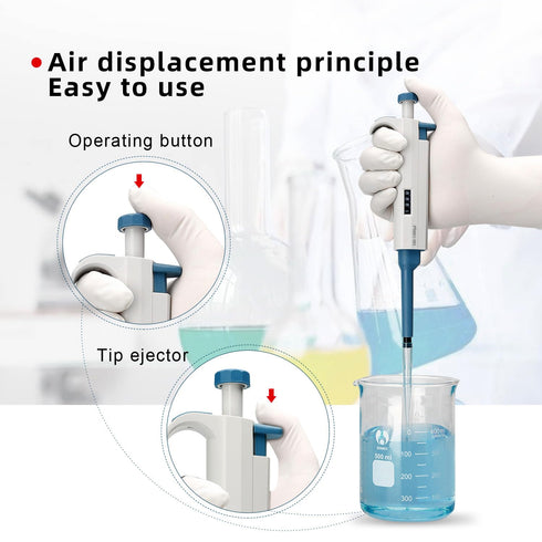 Micropipette 0.1-2.5ul, Adjustable Pipettor for Laboratory, Single Channel Lab Pipette,Half-Autoclavable...