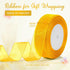 Gold Ribbon for Flower Bouquet 1 Inch 50 Yards Sheer Yellow Ribbon for Mothers Day Gift Basket Tulle Ribbon for Gift Wrapping Ribbons for Crafts S...