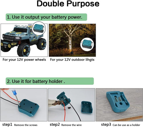 Adapter for Makita Battery 12V MAX,Power Wheels Adapter Dock,Battery Holder Wall Mount,(Battery not Included) 1pcs...