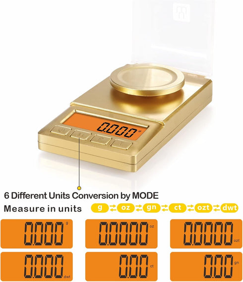 Milligram Scale 50g/0.001g,Portable Jewelry Scale with Cal Weight,LCD Backlit, Tare, High Precision Mini Carat Gram Scale for Powder Medicine,Jewe...