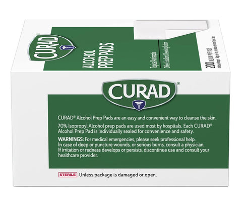 Curad Alcohol Disinfectant Prep Pads, 2-ply, Medium Size, 200 Count...