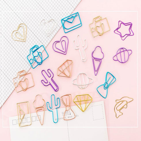 100 pcs Cute Paper Clips, BOSOIRSOU Metal Bookmark Folder Pin Memo Clamp Planner Clip for Pagination Organize Document Organizing Office Supplies ...