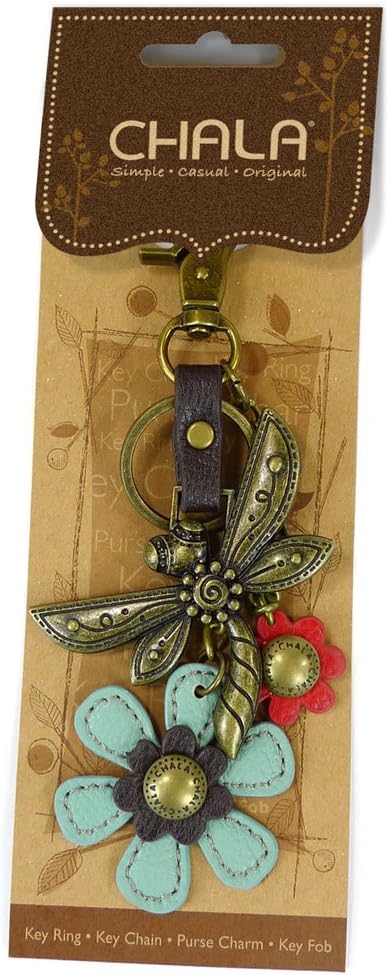 CHALA Purse Charm, Key Fob, keychain Decorative Accessories, Metal Charming Keychain - Dragonfly & Flower...