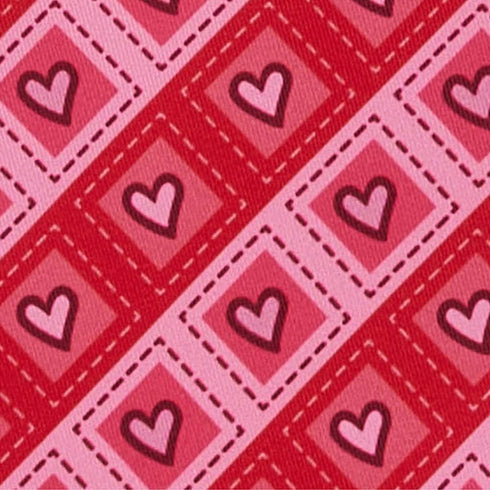 Jacob Alexander Men's Happy Valentine's Day Diagonal Striped Hearts in Squares Pattern Regular Length Neck Tie...
