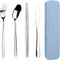 5 Piece Rsiynax Portable Travel Utensils Set with Case, Premium 304 Stainless Steel Camping Utensils Set, Reusable Silverware for Camping, Lunch, ...