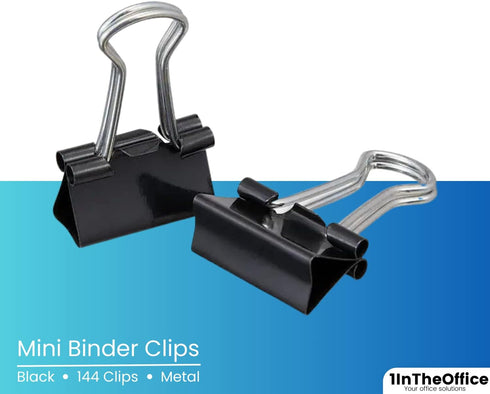 1InTheOffice Mini Binder Clips, Paper Clamp, Metal Binder Clips, Document Binder Clip, Black, 0.6", (144 Pack)...