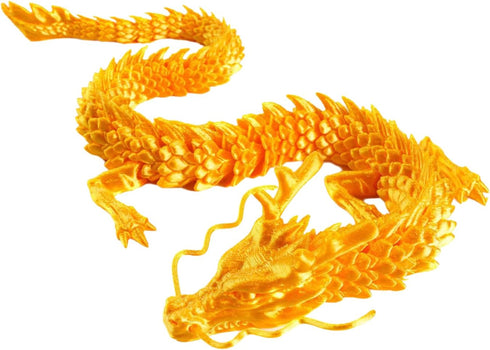 3D Printed Dragon - Articulated and Posable Toy for Car Decoration - Strikingly Realistic Dragon crystal Figure gifts (Gold)...