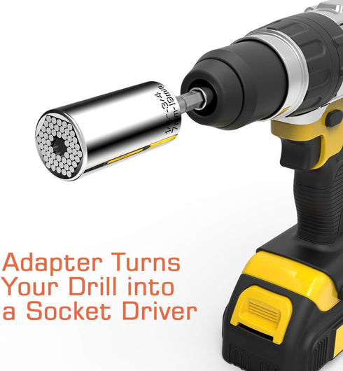 Universal Socket, Self-adjusting Socket Fits Standard 1/4'' - 3/4'' Metric 7mm-19mm, Adapter Socket for Wrench Ratchet & Power Drill, Tools Gifts ...