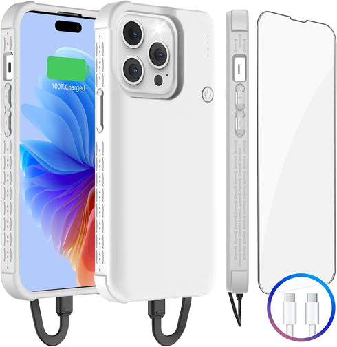 GIN FOXI Fast Charging Battery Case for iPhone 15 Pro Max/15 Plus, 8000mAh 15W Ultra Slim Charger Case Rechargeable Portable Extended Power Bank C...